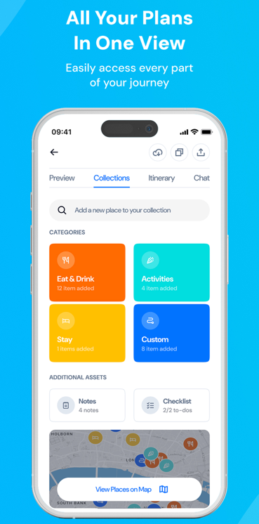 Travel planner app — all your plans in one view