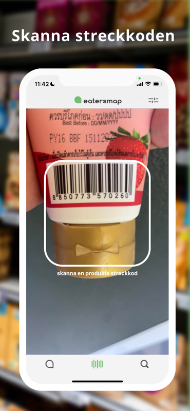 Eatersmap app — scanning a product barcode to check dietary compatibility